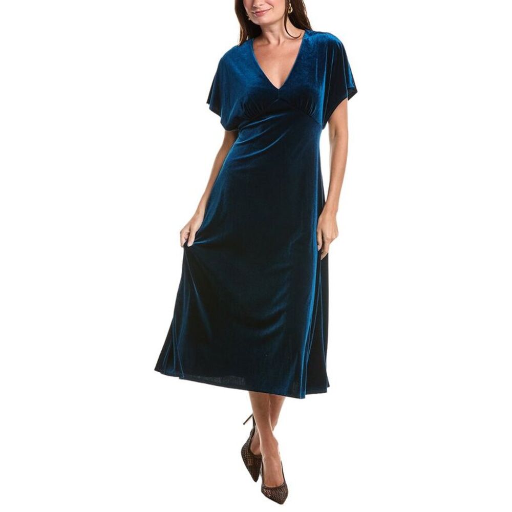 Taylor Womens Velvet Midi Dress, Blue
